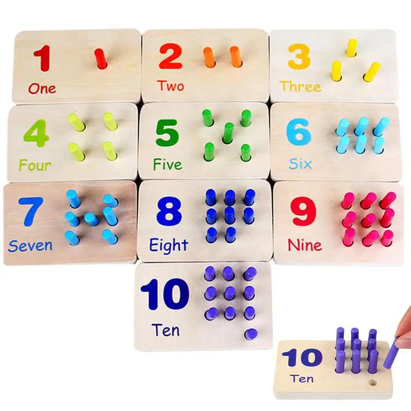 

Number Peg Board Wood Color And 0-10 Number Peg Boards Teaches Concept Of Zero Even And Odd Counting Motor Skills Montessori Toy