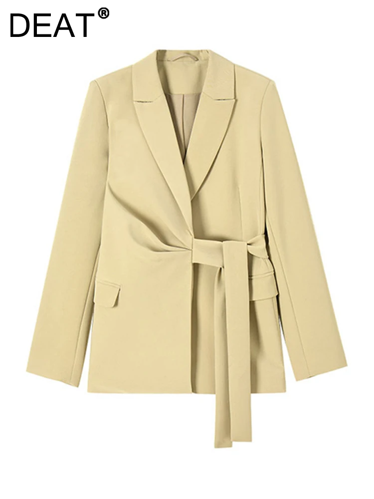 DEAT Fashion Women's Blazer Notched Collar Long Sleeves Belt Pockets Solid Color Slim Waist Suit Jackets Autumn 2023 New 17A9731
DEAT Fashion Women's Blazer Notched Collar Long Sleeves Belt Pockets Solid Color Slim Waist Suit Jackets Autumn 2023 New 17A9731