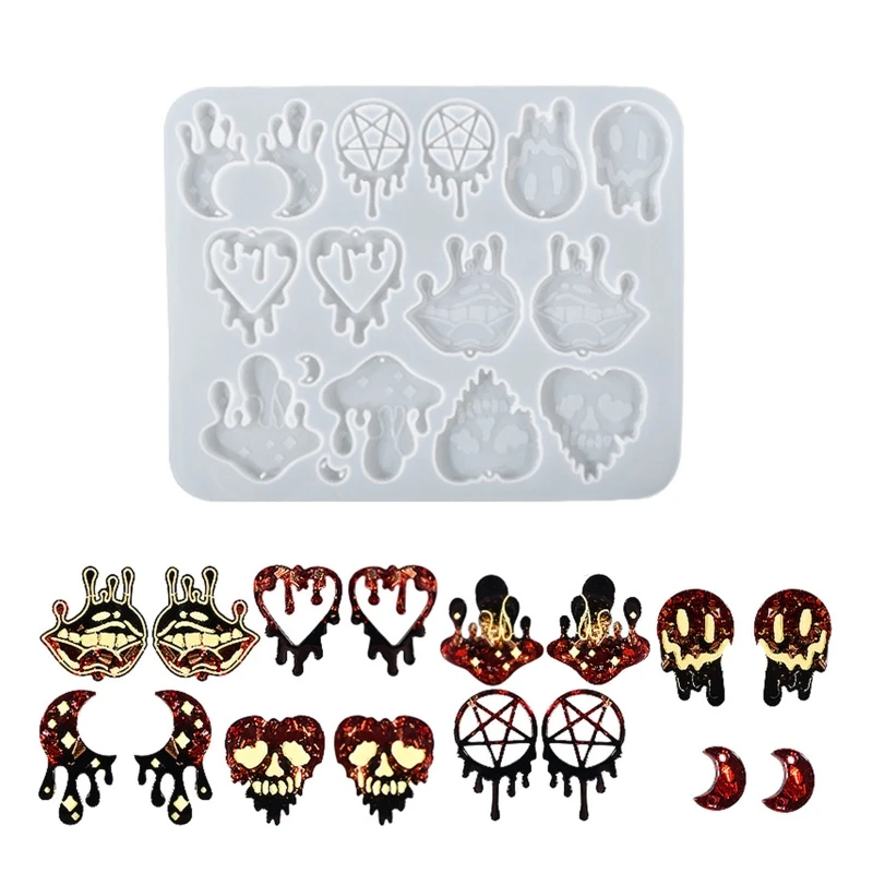 Кровотечение череп губы луна серьги силиконовая форма Хэллоуин ювелирные изделия подвески эпоксидная смола форма DIY ремесло изготовление инструмент ручной работы 
Кровотечение череп губы луна серьги силиконовая форма Хэллоуин ювелирные изделия подвески эпоксидная смола форма DIY ремесло изготовление инструмент ручной работы
