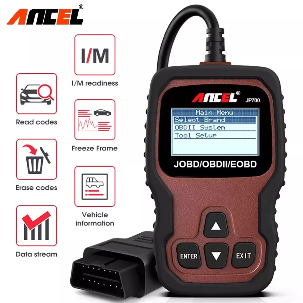Диагностический сканер Ancel JP700 OBD2, устройство для чтения кодов автомобиля, для Honda, Toyota, Nissan, Mitsubishi, универсальный
Диагностический сканер Ancel JP700 OBD2, устройство для чтения кодов автомобиля, для Honda, Toyota, Nissan, Mitsubishi, универсальный