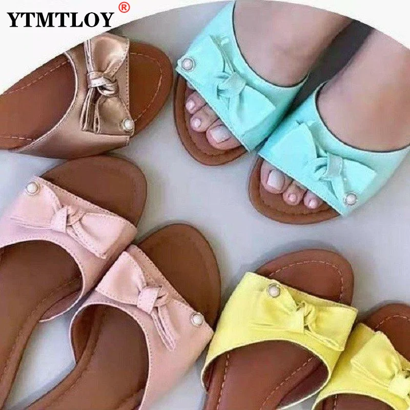 

Women Flat Cork Slippers Summer Beach Bow-knot Gladiator Sandals Ladies Flip Flops Sandalias Mujer Flip Flop Zapatos De Mujer