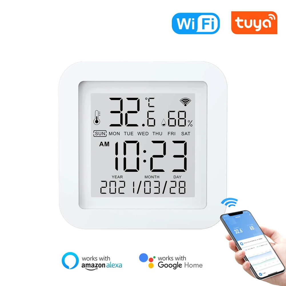 Датчик влажности и температуры Tuya с Wi-Fi, комнатный гигрометр, термометр, цифровой детектор с отображением даты, поддержка умного дома
Датчик влажности и температуры Tuya с Wi-Fi, комнатный гигрометр, термометр, цифровой детектор с отображением даты, поддержка умного дома