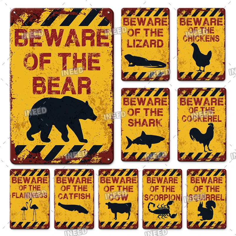 Plaque Vintage Metal Beware Animal Metal Tin Sign Animals Warning Vintage Tin Sign Metal Plate for Wall Pub Bar Club Wall Decor
Plaque Vintage Metal Beware Animal Metal Tin Sign Animals Warning Vintage Tin Sign Metal Plate for Wall Pub Bar Club Wall Decor