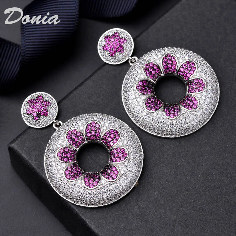 

Donia Jewelry Fashion exaggerated earrings wreath ring studs copper micro-inlaid AAA zircon earrings with accessories