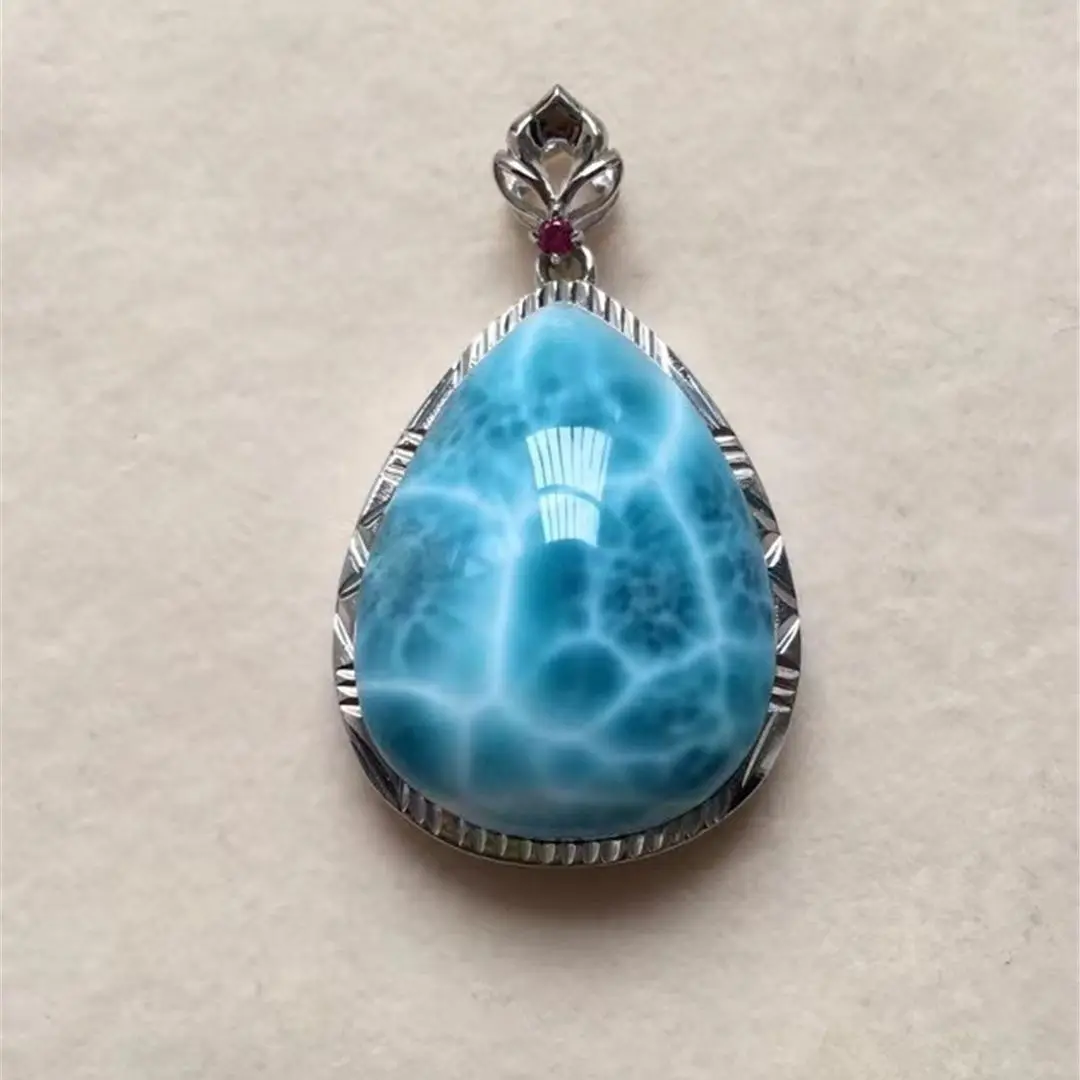 Natural Blue Larimar Pendant Jewelry For Women Men Beauty Crystal 925 Silver 27x21x10mm Beads Dominica Water Pattern Stone AAAAA
Natural Blue Larimar Pendant Jewelry For Women Men Beauty Crystal 925 Silver 27x21x10mm Beads Dominica Water Pattern Stone AAAAA