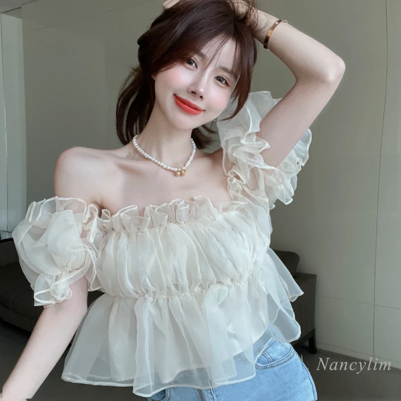 Sweet Mesh Top Summer Women's Fairy Off-Shoulder Short Puff Sleeve Blouses Lady Vacation Blusas 2022
Sweet Mesh Top Summer Women's Fairy Off-Shoulder Short Puff Sleeve Blouses Lady Vacation Blusas 2022