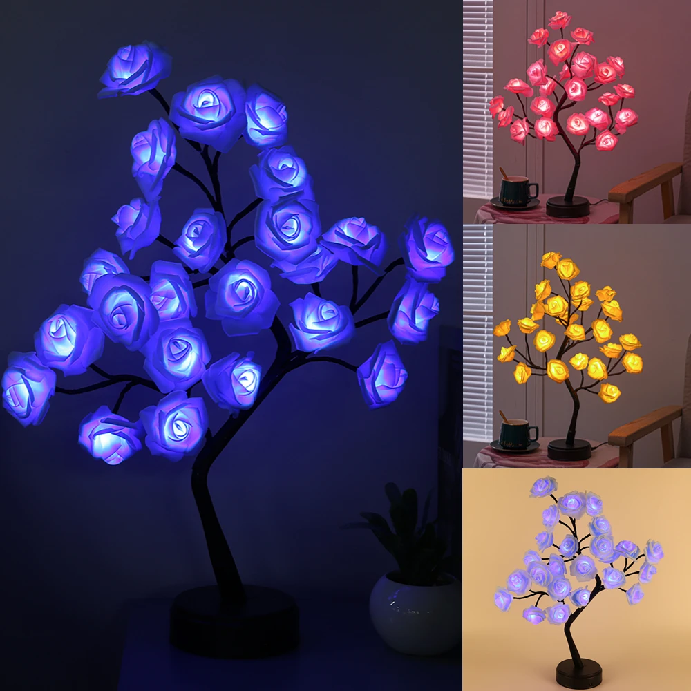 USB Battery Operated LED Table Lamp Rose Flower Bonsai Tree Night Lights Garland Bedroom Decoration Christmas Lights Home Decor 
USB Battery Operated LED Table Lamp Rose Flower Bonsai Tree Night Lights Garland Bedroom Decoration Christmas Lights Home Decor