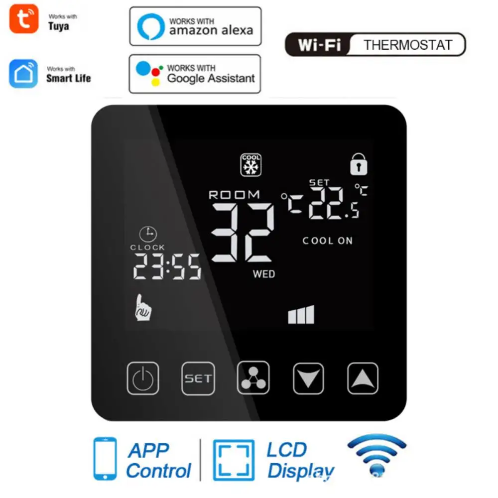 Tuya Smart Wifi Thermostat For Central Air Conditioning Room Temperature Controller Programmable Works for Alexa Google Home
Tuya Smart Wifi Thermostat For Central Air Conditioning Room Temperature Controller Programmable Works for Alexa Google Home