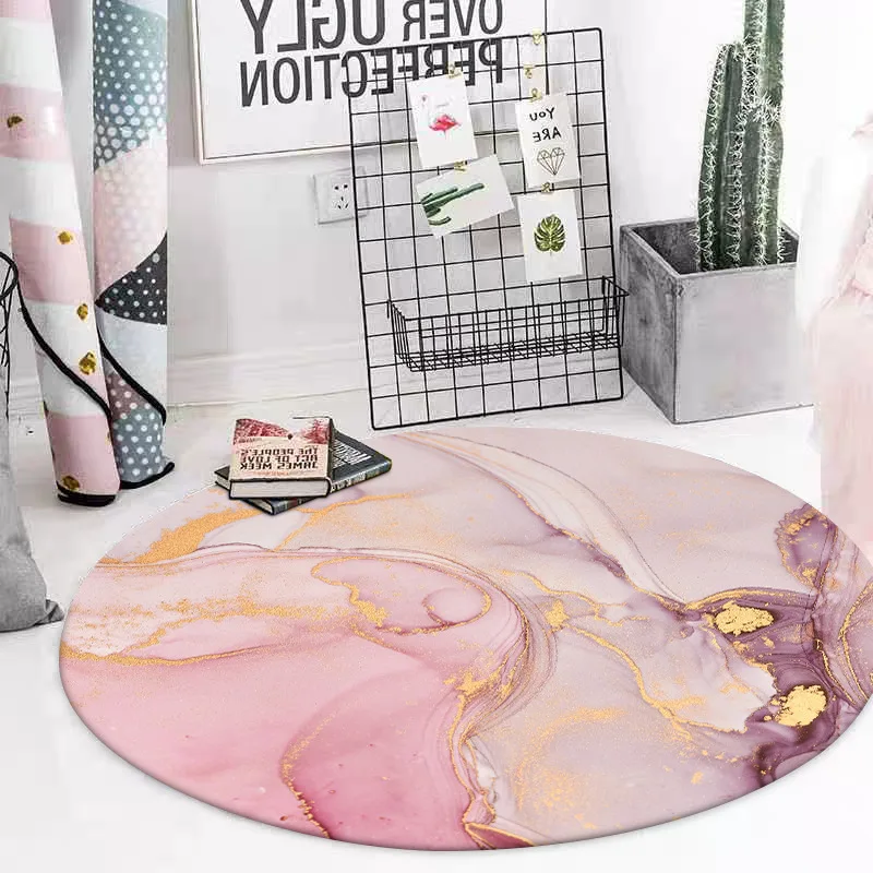 Modern Style Decor Round Area Rugs Abstract Pink Gold Marble Printed Living Room Bedroom Hanging Basket Chair Non-Slip Floor Mat
Modern Style Decor Round Area Rugs Abstract Pink Gold Marble Printed Living Room Bedroom Hanging Basket Chair Non-Slip Floor Mat