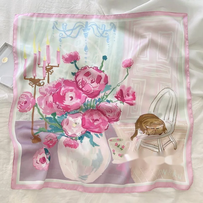 Женский шёлковый шарф, с цветочным принтом, 70x70 см
Женский шёлковый шарф, с цветочным принтом, 70x70 см