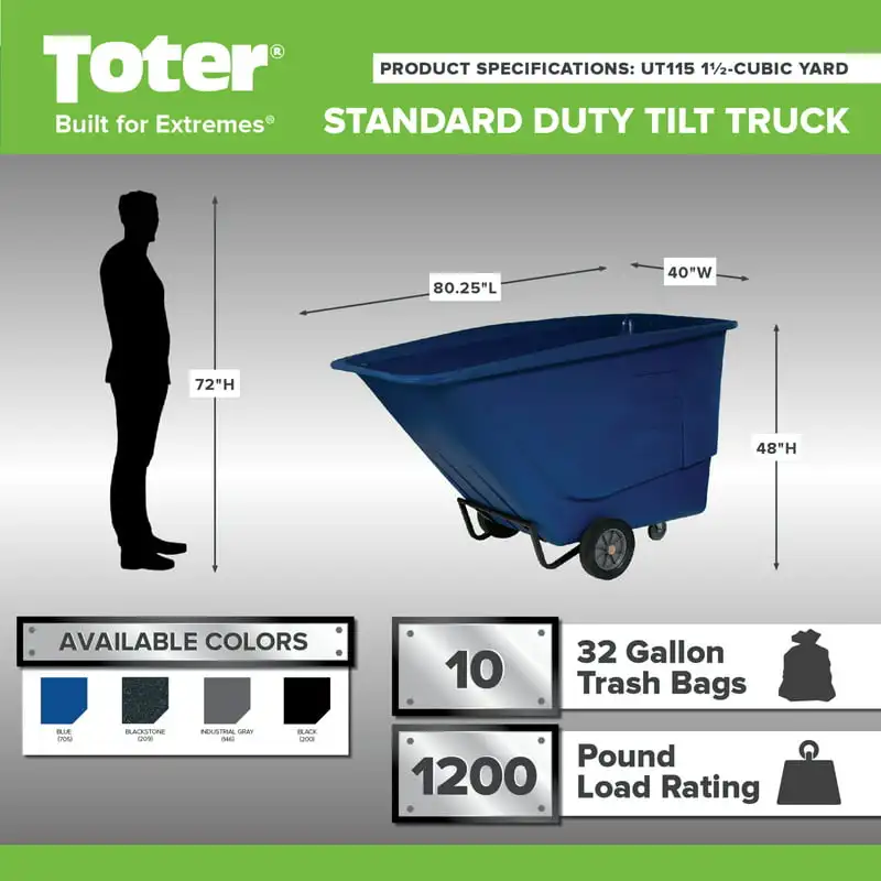 1/2 Cubic Yard 1,200 lbs. Capacity Standard Duty Material Handling Tilt Truck - Gray
1/2 Cubic Yard 1,200 lbs. Capacity Standard Duty Material Handling Tilt Truck - Gray