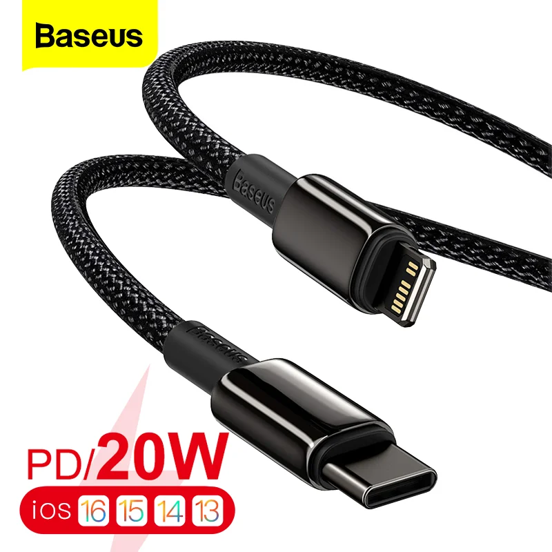 

Baseus PD 20W USB C Data Cable For iPhone 14 13 12 11 Pro Max XR XS SE Type C Fast Charging Cable For Macbook iPad Mini Air Cord