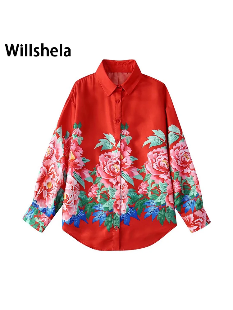 Willshela Women Fashion Floral Printed Single Breasted Blouse Vintage Long Sleeves Lapel Neck Female Chic Lady Shirts
Willshela Women Fashion Floral Printed Single Breasted Blouse Vintage Long Sleeves Lapel Neck Female Chic Lady Shirts