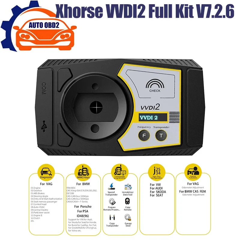 Xhorse VVDI2 Full Kit V7.2.6 with 13 Authorizations including OBD48+96bit 48-Clone+MQB+FEM/BDC Xhorse VVDI PROG
Xhorse VVDI2 Full Kit V7.2.6 with 13 Authorizations including OBD48+96bit 48-Clone+MQB+FEM/BDC Xhorse VVDI PROG