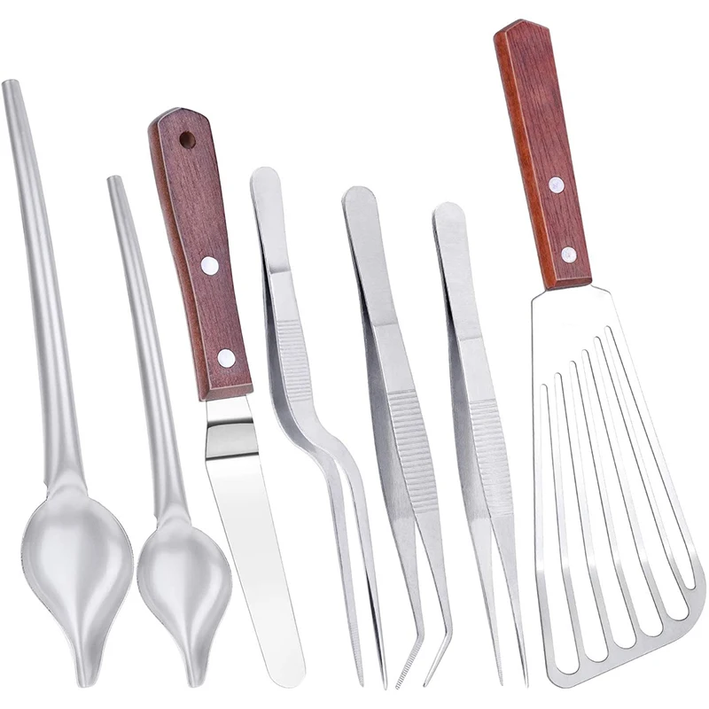 7Pcs Stainless Steel Cooking Tweezers Precision Tongs with Serrated Tips, Fish Spatula, Drawing Spoons for Plates Decorating
7Pcs Stainless Steel Cooking Tweezers Precision Tongs with Serrated Tips, Fish Spatula, Drawing Spoons for Plates Decorating