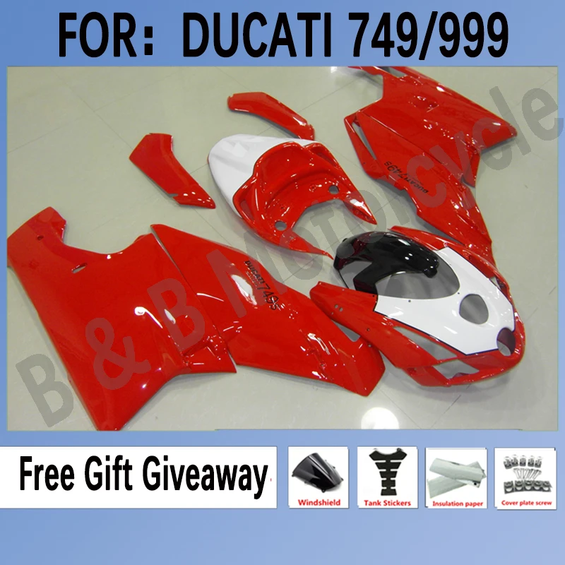 

Motorcycle ABS Injection Fairing Kit for DUCATI 749 749R 999 2003-2004 fairings for 749 999 03 04 Bodywork set Red White