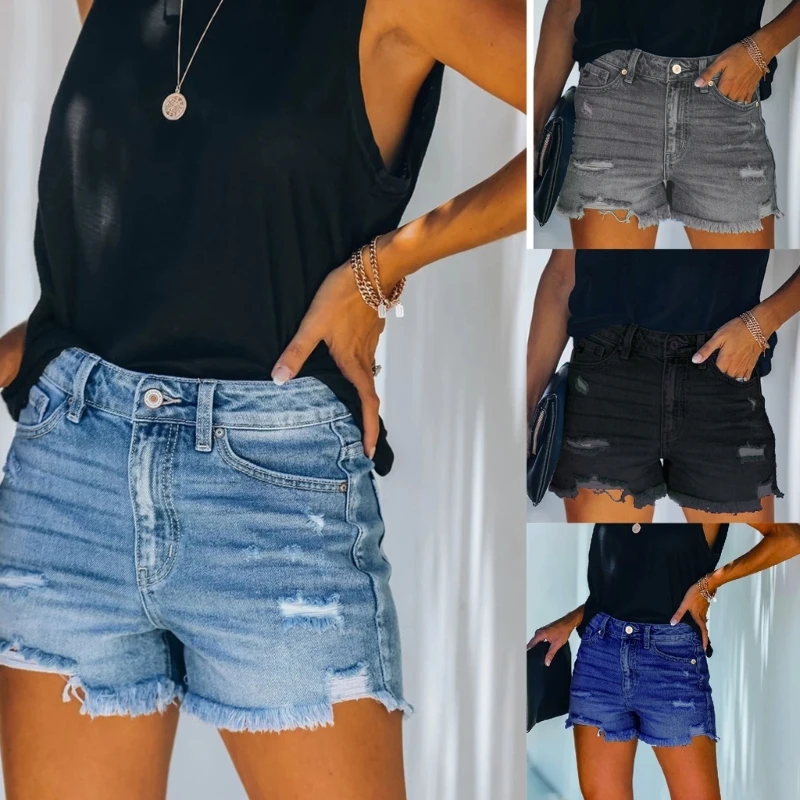Женские джинсовые шорты, рваные джинсовые шорты с эффектом потертости, женские повседневные шорты с высокой талией, летние эластичные джинсовые шорты, уличная одежда
Женские джинсовые шорты, рваные джинсовые шорты с эффектом потертости, женские повседневные шорты с высокой талией, летние эластичные джинсовые шорты, уличная одежда