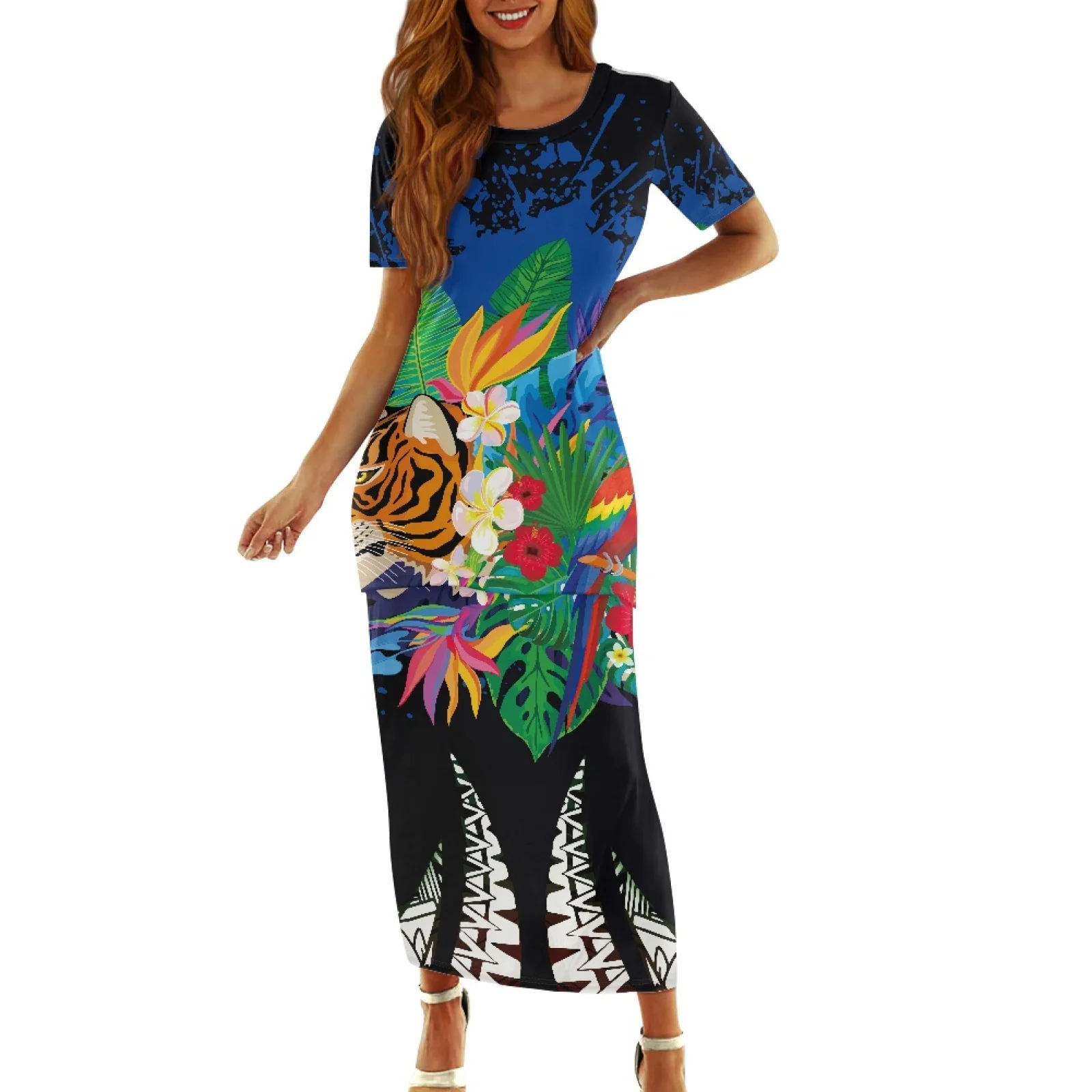 Polynesian Tribal Hawaiian Totem Tattoo Hawaii Prints Casual Round Neck Carnival Games Dresses Multicolor Stripe Two Pieces Set
Polynesian Tribal Hawaiian Totem Tattoo Hawaii Prints Casual Round Neck Carnival Games Dresses Multicolor Stripe Two Pieces Set