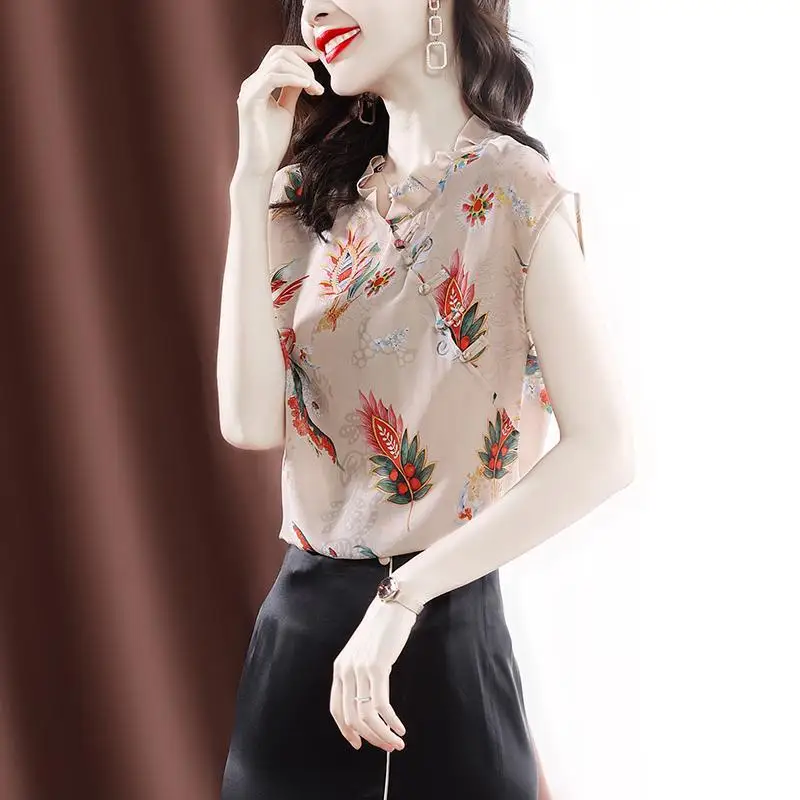 Short Sleeve Buttons Women's Clothing Printing V-neck Elegant Thin Summer Fashion Casual Slim Chinese Style Temperament Blouses
Short Sleeve Buttons Women's Clothing Printing V-neck Elegant Thin Summer Fashion Casual Slim Chinese Style Temperament Blouses