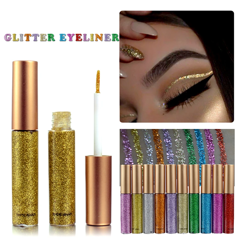 

HANDAIYAN Shining Glitter Liquid Eyeliner Pencil Diamond Shimmer Eye Liner Rose Gold Color Eyeliner Makeup For Eye Cosmetics