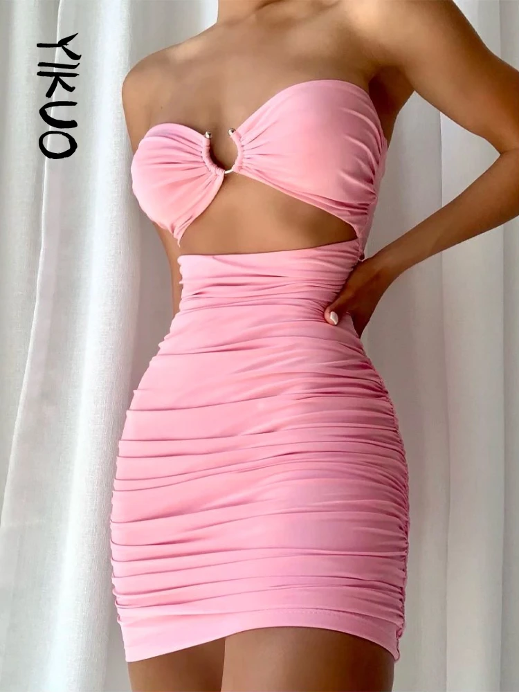 YIKUO Sexy Backless Elegant Strapless Mini Dress Outfits for Women Sleeveless Summer Club Party Bodycon Dresses Cut-Out Pink
YIKUO Sexy Backless Elegant Strapless Mini Dress Outfits for Women Sleeveless Summer Club Party Bodycon Dresses Cut-Out Pink