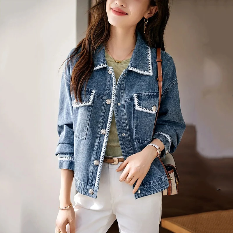 Jeans Jacket Women 2023NEW Spring Coat Vintage Slim Denim Outerwear Autumn Chic Denim Top Ladies Bomber Streetwear casual Jacket
Jeans Jacket Women 2023NEW Spring Coat Vintage Slim Denim Outerwear Autumn Chic Denim Top Ladies Bomber Streetwear casual Jacket