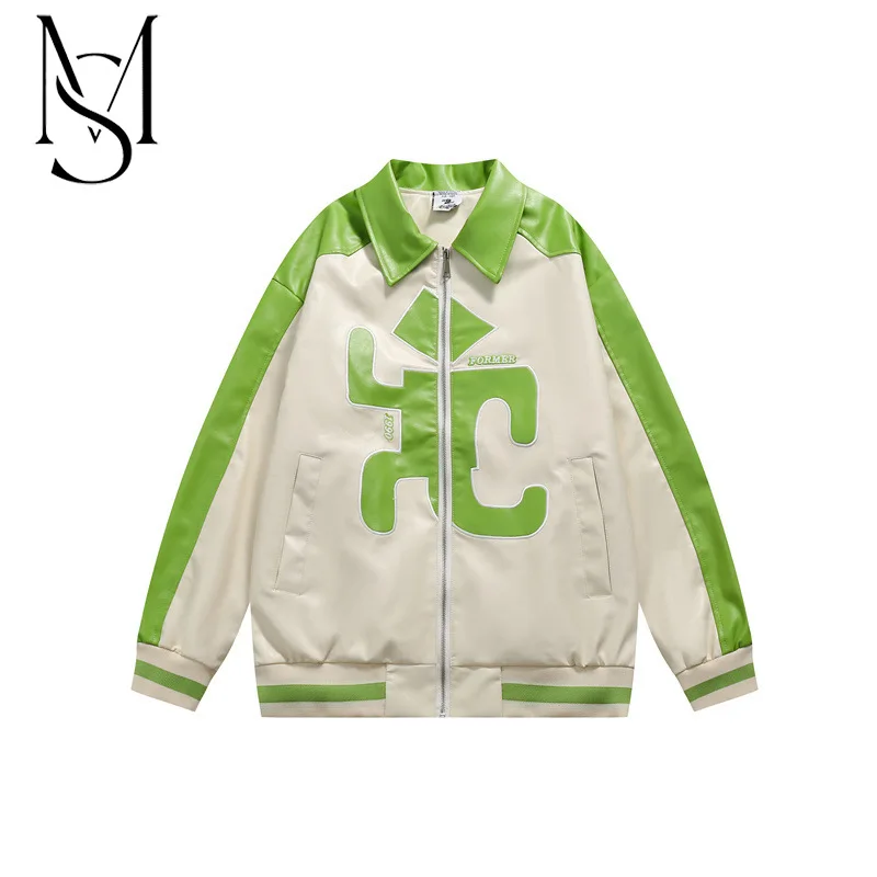 Collection of autumn style American fashion brand irregular color matching personalized pattern patch leather jacket youth bf
Collection of autumn style American fashion brand irregular color matching personalized pattern patch leather jacket youth bf