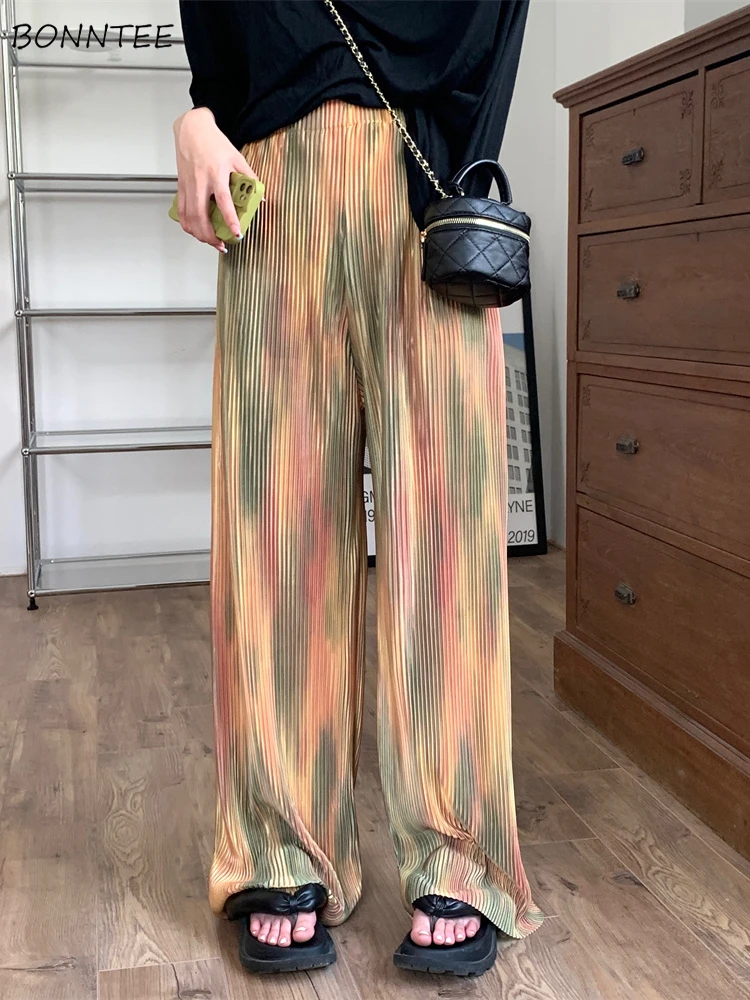 Pants Women Straight Femme Loose-fitting Korean Retro Tie-dye Design Summer Thin Breathable All-match Mopping Mujer Trouser Soft 
Pants Women Straight Femme Loose-fitting Korean Retro Tie-dye Design Summer Thin Breathable All-match Mopping Mujer Trouser Soft
