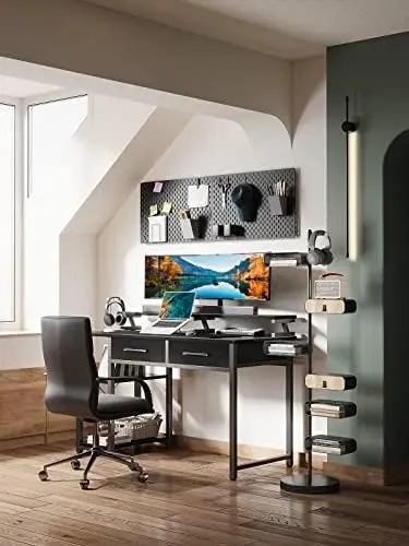 Desk with Drawers and Storage Shelves, 55 inch Home Office Desk with Monitor Stand, Work Study PC Desk for Small Spaces, White C
Desk with Drawers and Storage Shelves, 55 inch Home Office Desk with Monitor Stand, Work Study PC Desk for Small Spaces, White C