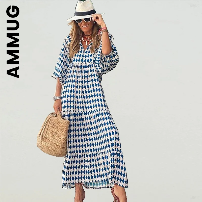 Ammug Dress Women New Chic Outfits Floral Print Beach Party Maxi Long Dresses Elegant All-Match Female Vestidos Dresses Woman 
Ammug Dress Women New Chic Outfits Floral Print Beach Party Maxi Long Dresses Elegant All-Match Female Vestidos Dresses Woman