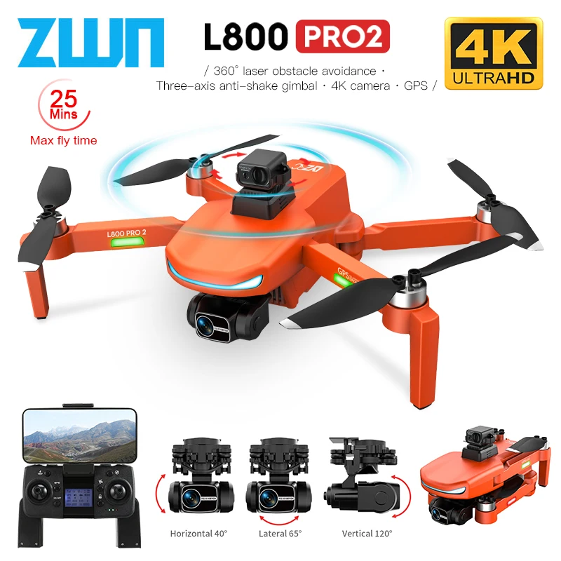 ZWN L800 PRO2 GPS Радиоуправляемый Дрон 4k Профессиональный 5G Wi-Fi 360 Предотвращение