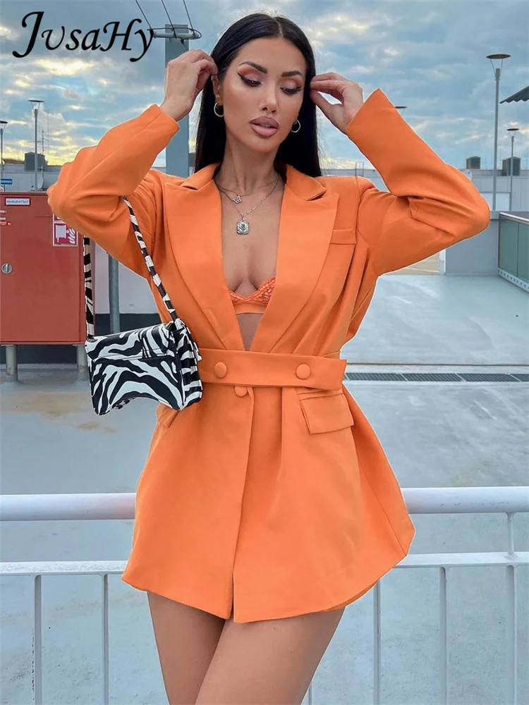 JusaHy Women Autumn 2022 New Y2K Orange V-Neck Low Chest Belt Decoration Waist Notched Suit Coat Long Skinny Solid Jacket Suit
JusaHy Women Autumn 2022 New Y2K Orange V-Neck Low Chest Belt Decoration Waist Notched Suit Coat Long Skinny Solid Jacket Suit