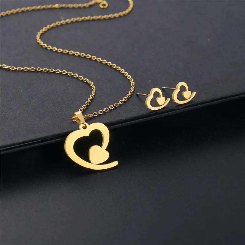 Lovely Korea Fashion Stainless Steel Jewelry Set Charms Couple Arrow Heart Stud Earrings Pendientes Accessories Gift For Friends
Lovely Korea Fashion Stainless Steel Jewelry Set Charms Couple Arrow Heart Stud Earrings Pendientes Accessories Gift For Friends