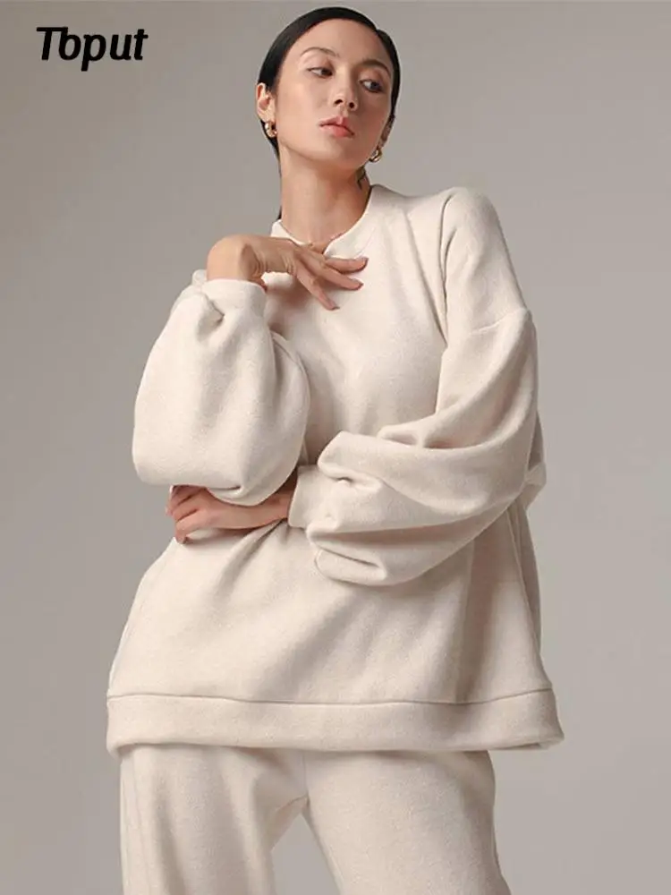 Women Fleece Tracksuit 2 Piece Set Solid O Neck Pullover Sweatshirt And High Waist Trouser Suit Warm Hoodie Pant Set 2022 Autumn
Women Fleece Tracksuit 2 Piece Set Solid O Neck Pullover Sweatshirt And High Waist Trouser Suit Warm Hoodie Pant Set 2022 Autumn