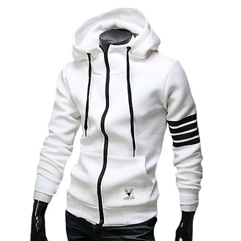 Spring and autumn new men's casual sleeve striped hooded cardigan pocket label jacket jacket sweater
Spring and autumn new men's casual sleeve striped hooded cardigan pocket label jacket jacket sweater