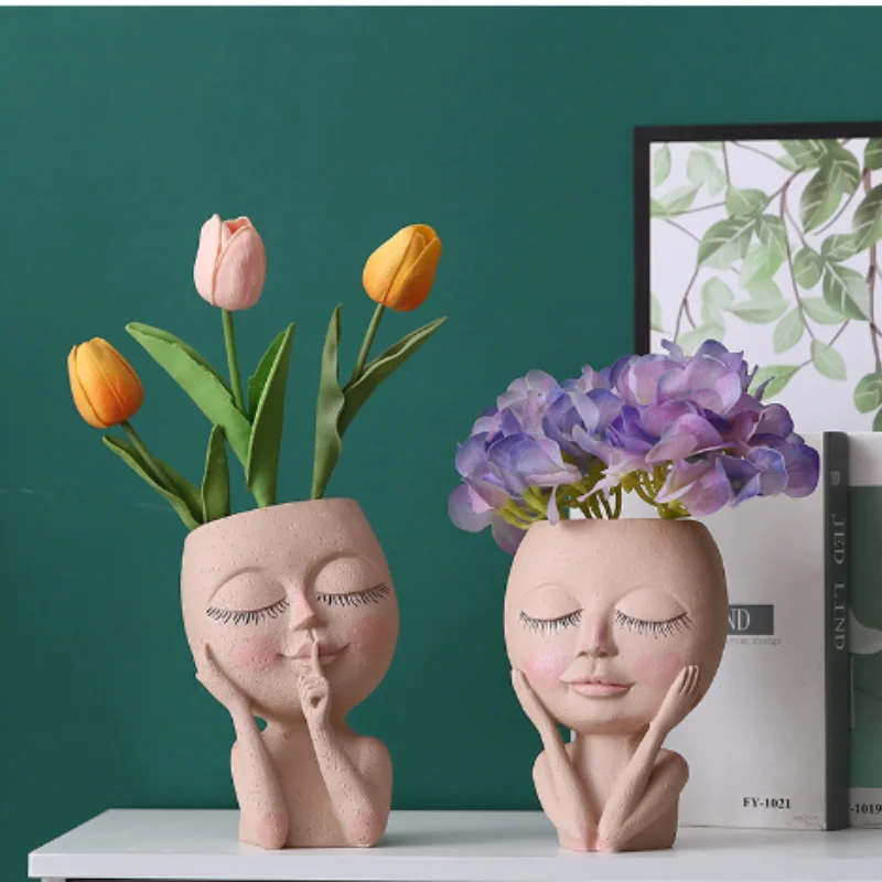 Resin Head Flower Pot Cartoon Doll Vase Closed Eyes Figure Sculpture Garden Succulent Planting Pots Flower Arrangement Decor
Resin Head Flower Pot Cartoon Doll Vase Closed Eyes Figure Sculpture Garden Succulent Planting Pots Flower Arrangement Decor