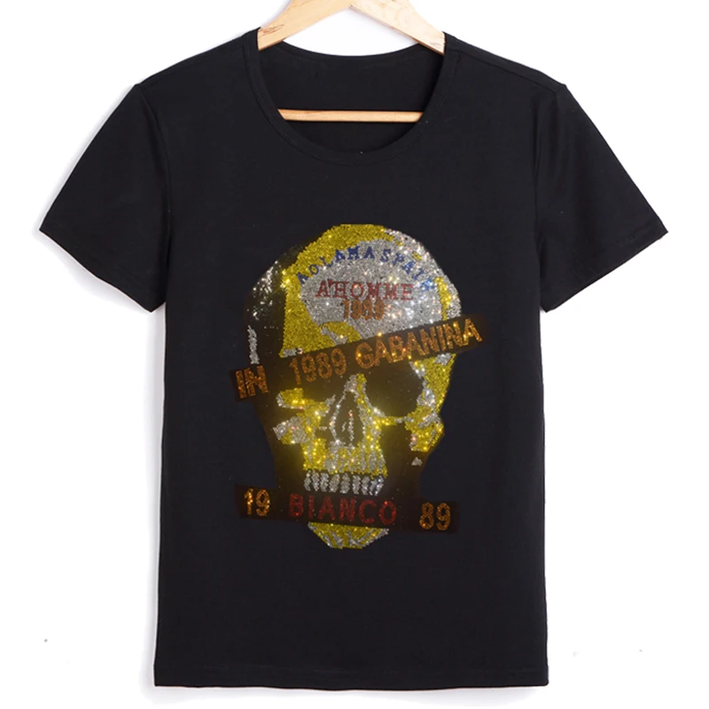 Fashion Women's T shirts with Skulls Printing Cotton Short Sleeve Top Woman Crystal Hot Sale blusas mujer de moda 2022 Tees
Fashion Women's T shirts with Skulls Printing Cotton Short Sleeve Top Woman Crystal Hot Sale blusas mujer de moda 2022 Tees