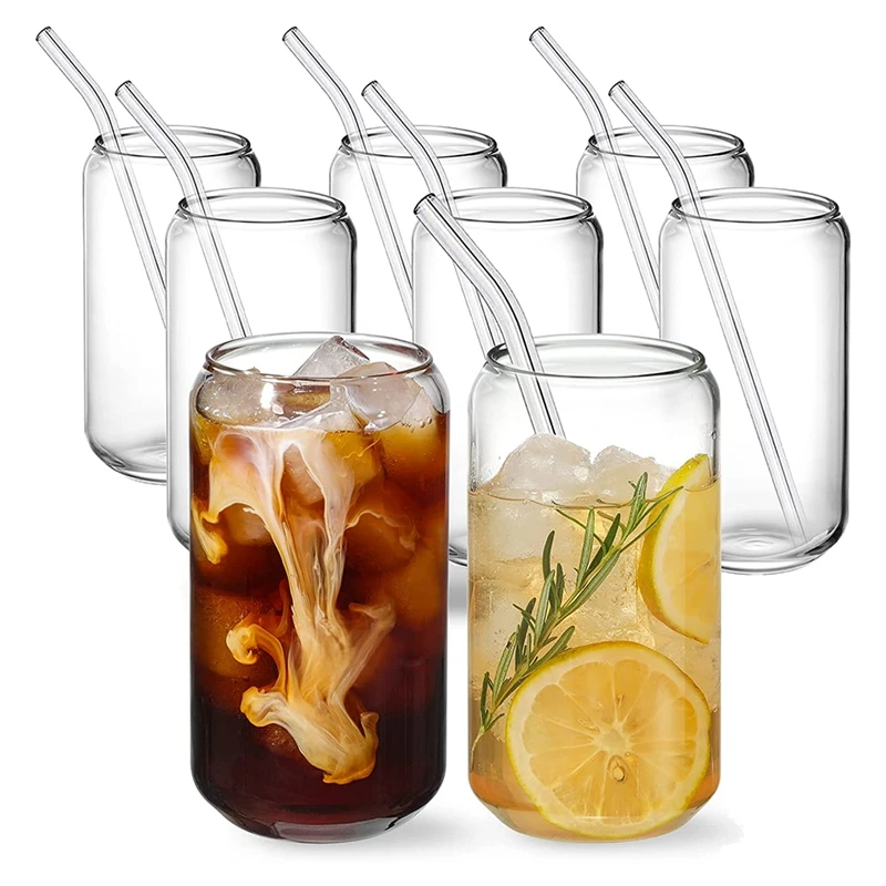 Drinking Glasses With Glass Straw -16Oz Can Shaped Glass Cups, Beer Glasses, Iced Coffee Glasses,2 Cleaning Brushes 8Pcs
Drinking Glasses With Glass Straw -16Oz Can Shaped Glass Cups, Beer Glasses, Iced Coffee Glasses,2 Cleaning Brushes 8Pcs