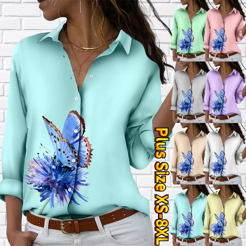 Женская свободная рубашка с длинным рукавом, элегантная повседневная блузка на пуговицах с V-образным вырезом и принтом бабочек, Осень-зима ... 
Женская свободная рубашка с длинным рукавом, элегантная повседневная блузка на пуговицах с V-образным вырезом и принтом бабочек, Осень-зима ...