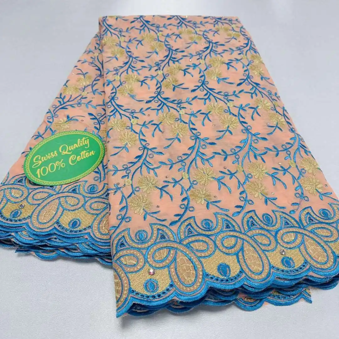 High Quality African Cotton Lace Fabric 2023 Nigerian Swiss Voile Lace Fabric With Stones for Sewing Women Prom Dresses
High Quality African Cotton Lace Fabric 2023 Nigerian Swiss Voile Lace Fabric With Stones for Sewing Women Prom Dresses