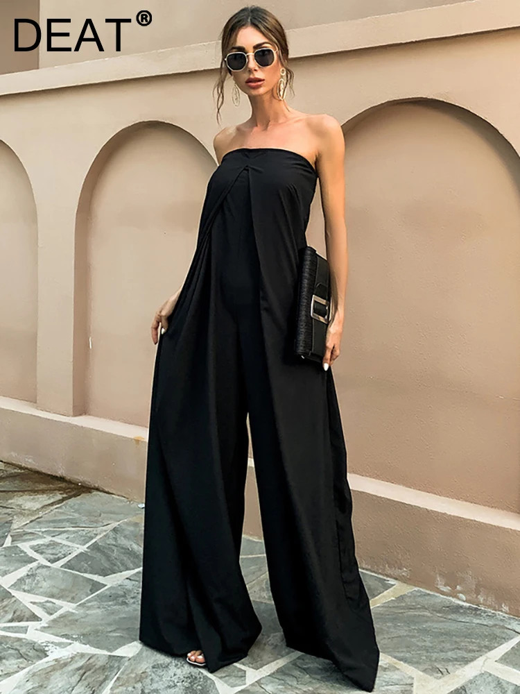 DEAT Women's Fashion Jumpsuits Strapless Loose Solid Color Backless Pleated Casual Female Playsuits Summer 2023 New 13DB3430
DEAT Women's Fashion Jumpsuits Strapless Loose Solid Color Backless Pleated Casual Female Playsuits Summer 2023 New 13DB3430