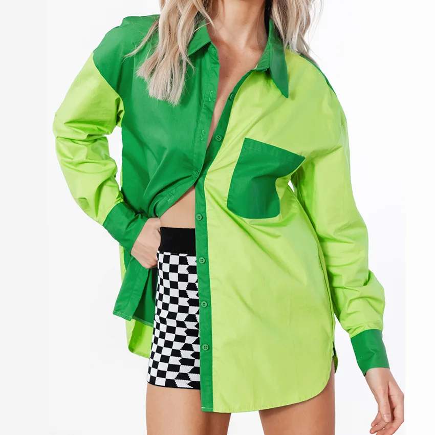 2022 Summer New Retro Contrast Color Sexy Fashion Shirt Women European and American Style Long-sleeved Shirt Loose Top Coat
2022 Summer New Retro Contrast Color Sexy Fashion Shirt Women European and American Style Long-sleeved Shirt Loose Top Coat