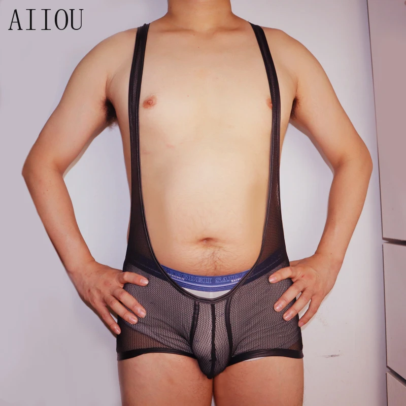 AIIOU Sexy PU Leather Mesh Fishnet Transparent Bodysuit Men's Fashion Sleeveless Undershirts Wrestling Singlet Jumpsuit Homewear
AIIOU Sexy PU Leather Mesh Fishnet Transparent Bodysuit Men's Fashion Sleeveless Undershirts Wrestling Singlet Jumpsuit Homewear