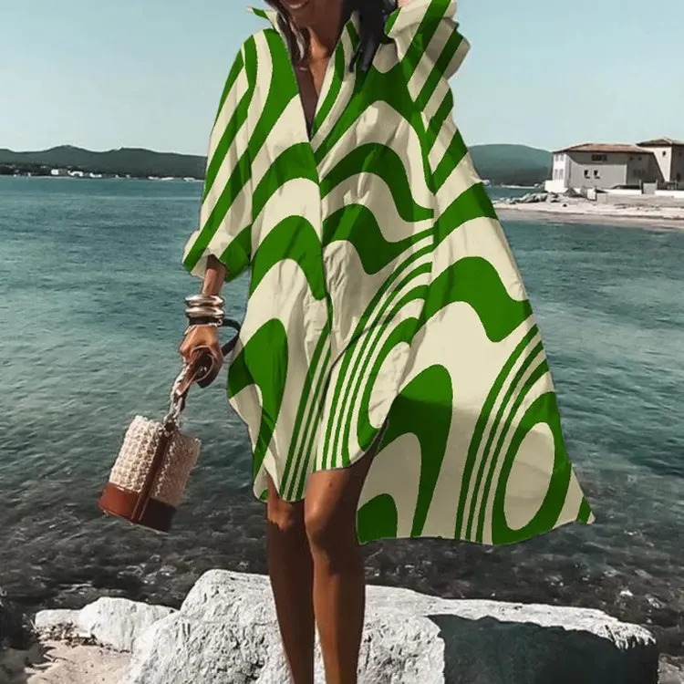 Women's Dress Fashion Printed Temperament Explosive Shirt Elegant Vacation Beach Casual Long-Sleeved Dresses For Women 2023 
Women's Dress Fashion Printed Temperament Explosive Shirt Elegant Vacation Beach Casual Long-Sleeved Dresses For Women 2023