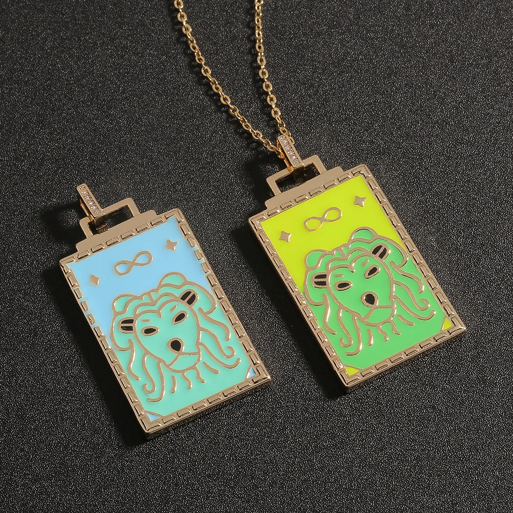 New European and American Exaggerated Jewelry Rectangle Enamel Lion Pendant Hip Hop Simple Necklace Banquet Accessories
New European and American Exaggerated Jewelry Rectangle Enamel Lion Pendant Hip Hop Simple Necklace Banquet Accessories