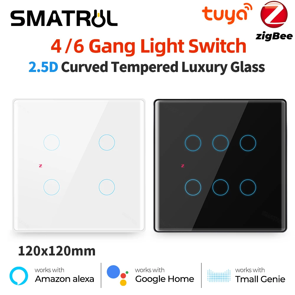 Brazil 4x4 Zigbee Tuya Smart Light Switch 4/6 Gang Touch Wall AC 110-240V Screen Panel Neutral Wire Work With Alexa Google Home
Brazil 4x4 Zigbee Tuya Smart Light Switch 4/6 Gang Touch Wall AC 110-240V Screen Panel Neutral Wire Work With Alexa Google Home