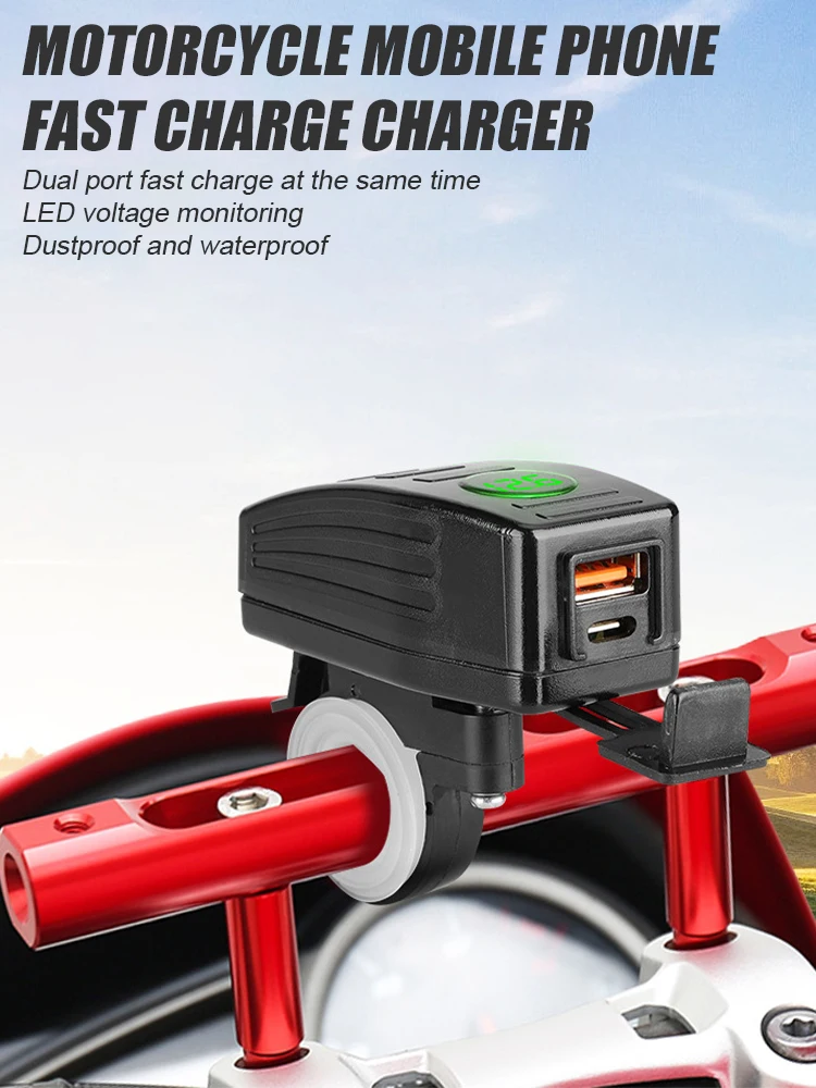 Motorcycle Phone Charger USB Fast Charging 36W Dual Port Handlebar Rearview Mirror Mount Power Adapter GPS Charger Accessories
Motorcycle Phone Charger USB Fast Charging 36W Dual Port Handlebar Rearview Mirror Mount Power Adapter GPS Charger Accessories