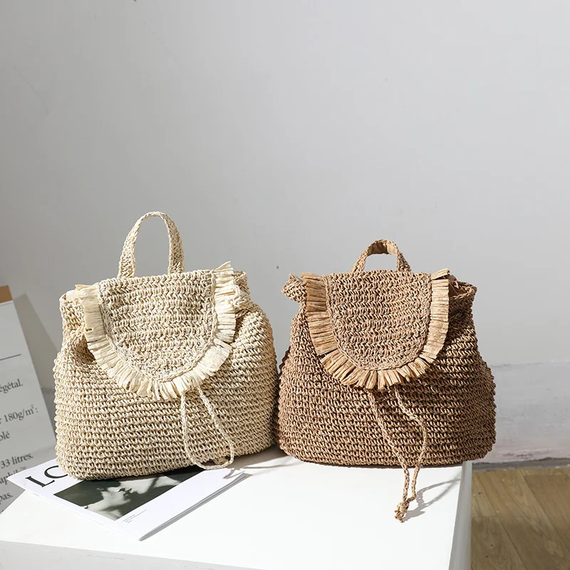 New straw woven backpack leisure tassel straw bag woven bag female ins with the same seaside vacation beach bag 
New straw woven backpack leisure tassel straw bag woven bag female ins with the same seaside vacation beach bag