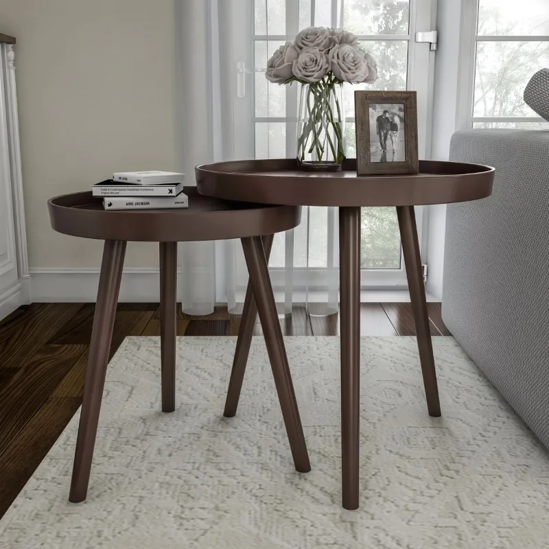 Lavish Home Nesting End Table - Set of 2 Round Mid-Century Modern Accent Table with Tray Top - Side Table for BedroomLiving Room
Lavish Home Nesting End Table - Set of 2 Round Mid-Century Modern Accent Table with Tray Top - Side Table for BedroomLiving Room