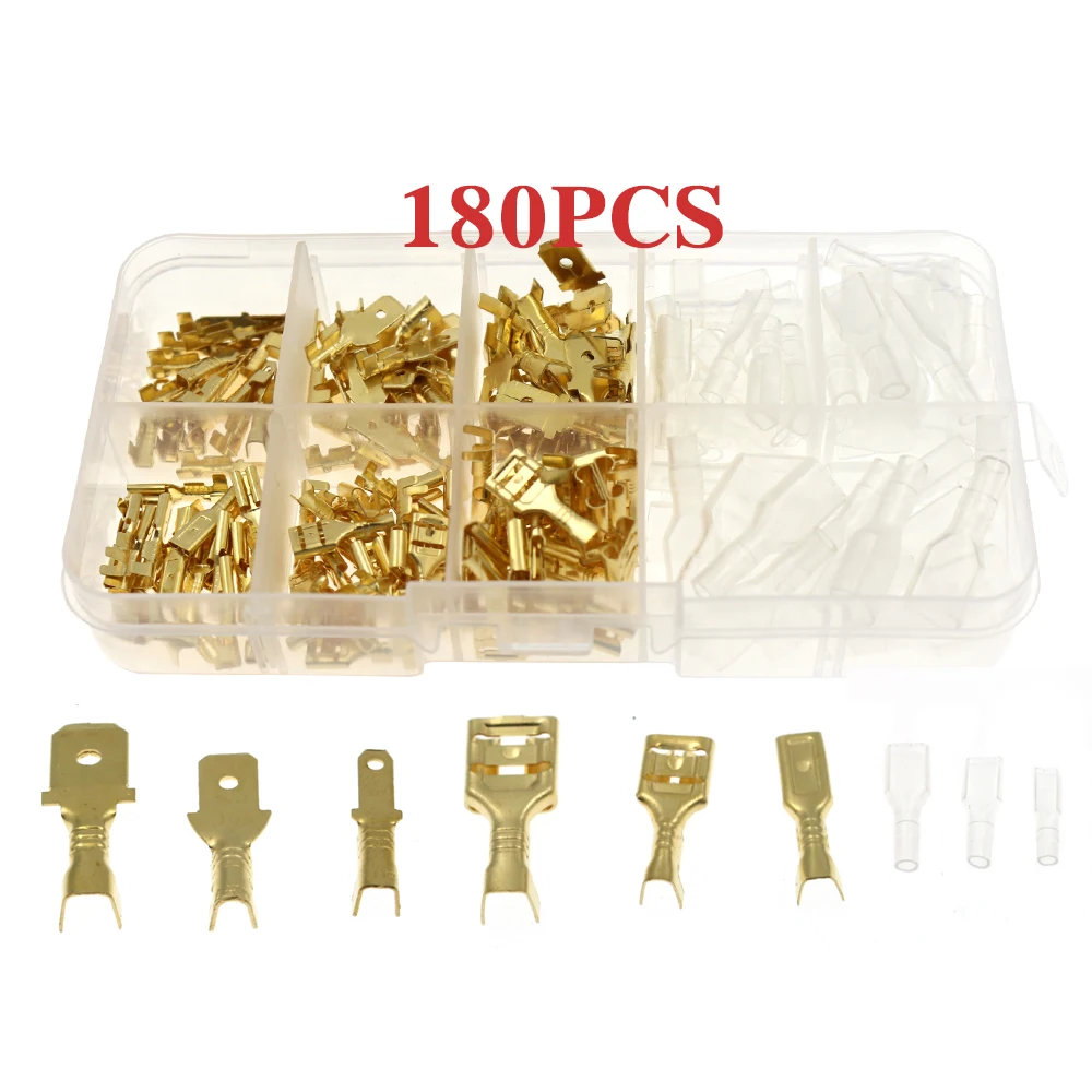 Обжимные клеммы «лопатка» 180/2,8/4,8 мм, 6,3 шт., соединители для электрических проводов, латунные клеммы «папа» и «мама», комплект изолированных ... 
Обжимные клеммы «лопатка» 180/2,8/4,8 мм, 6,3 шт., соединители для электрических проводов, латунные клеммы «папа» и «мама», комплект изолированных ...